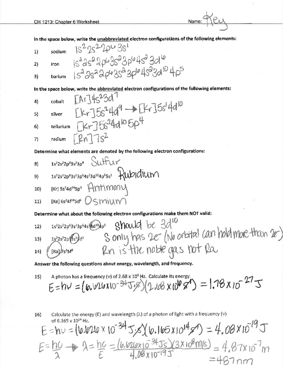 Chapter 6 worksheet key - CH 1223 - Studocu