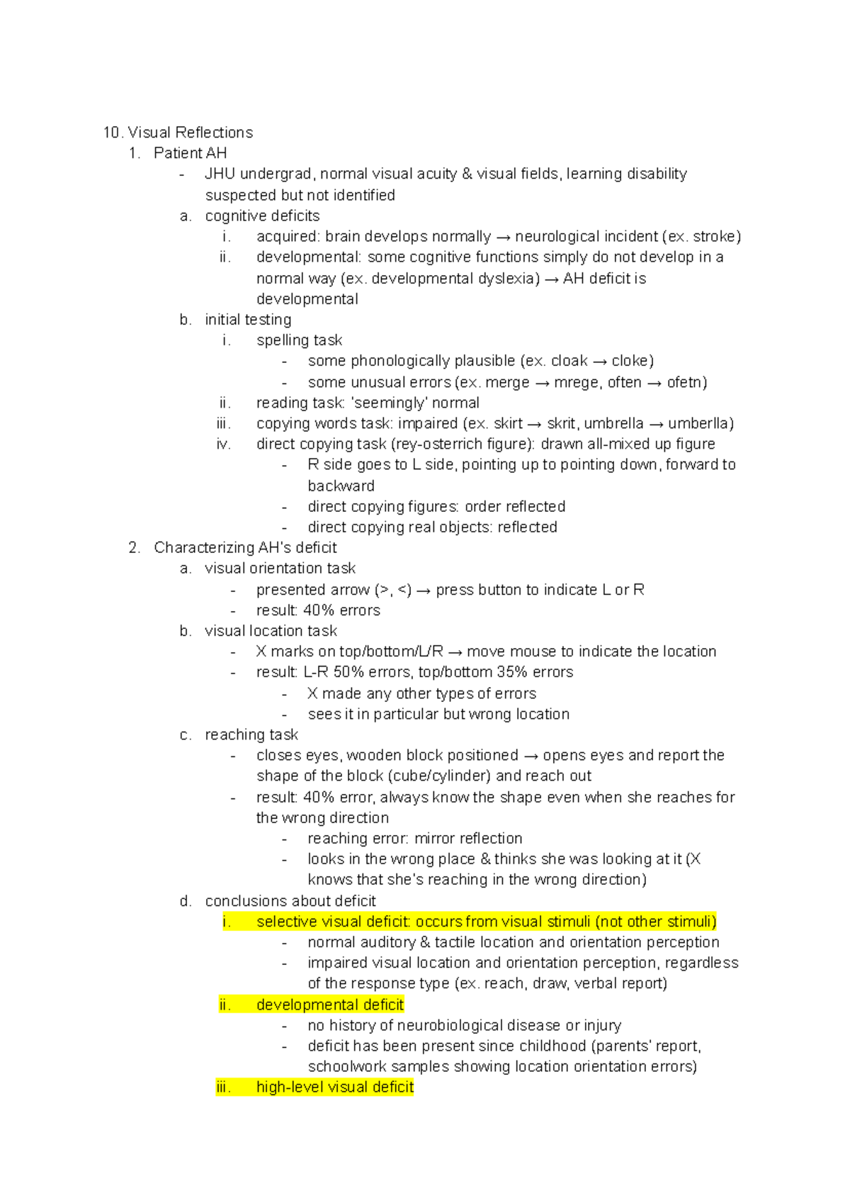 Cognitive Neuropsychology lecture 11 - Visual Reflections Patient AH ...