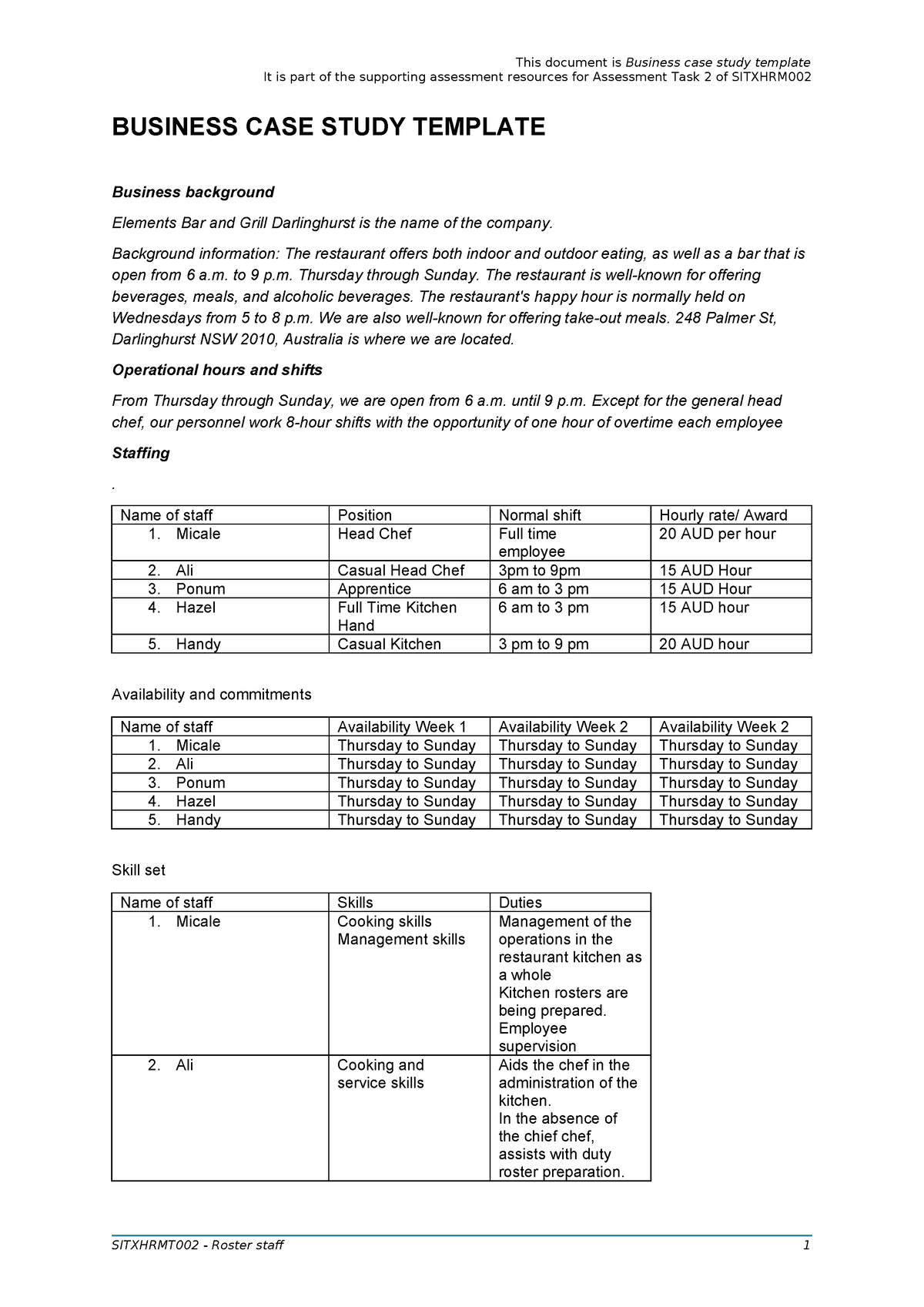 Business Case Study Template - This document is Business case study ...