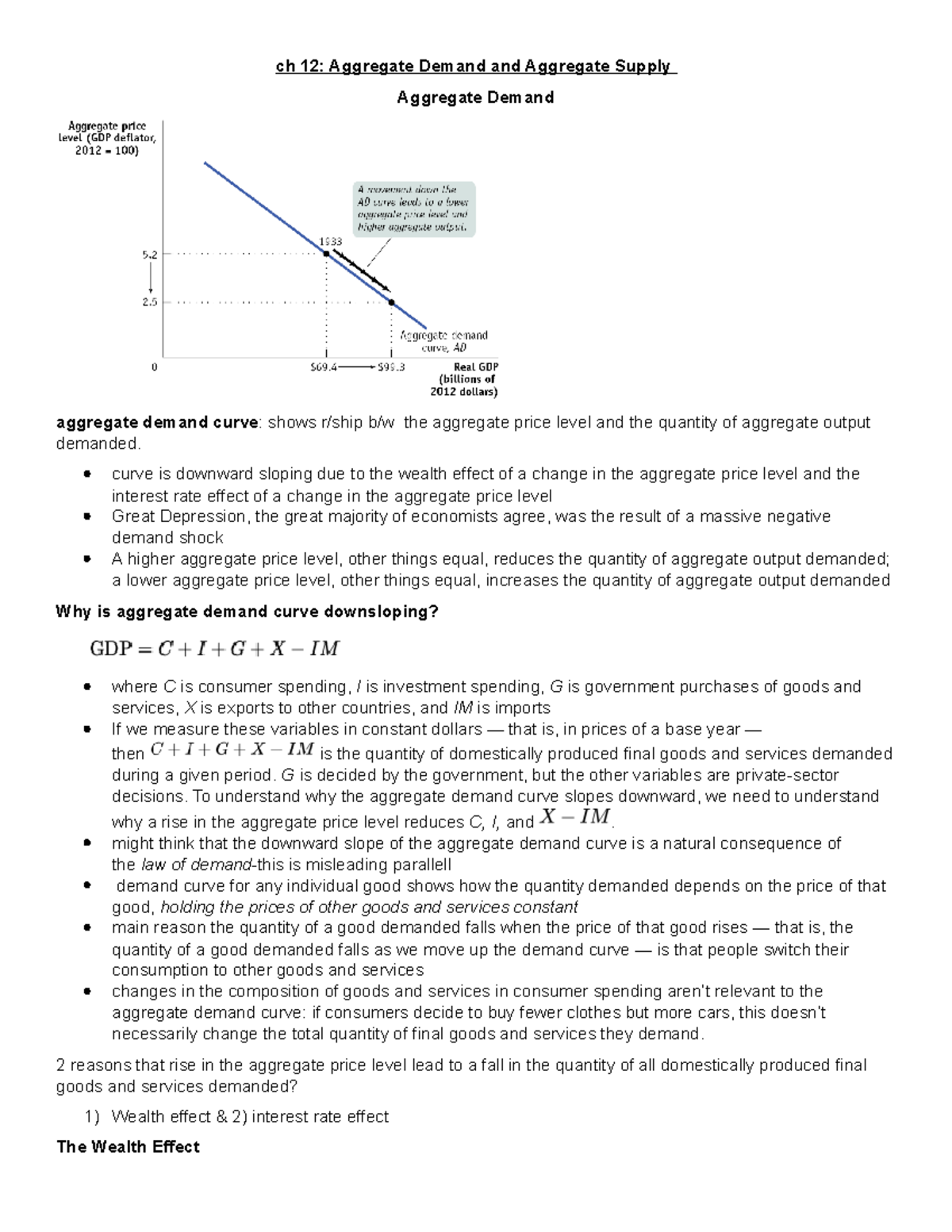 Ecn204 Ch12 - Lecture Notes Ch12 - Ch 12: Aggregate Demand And ...