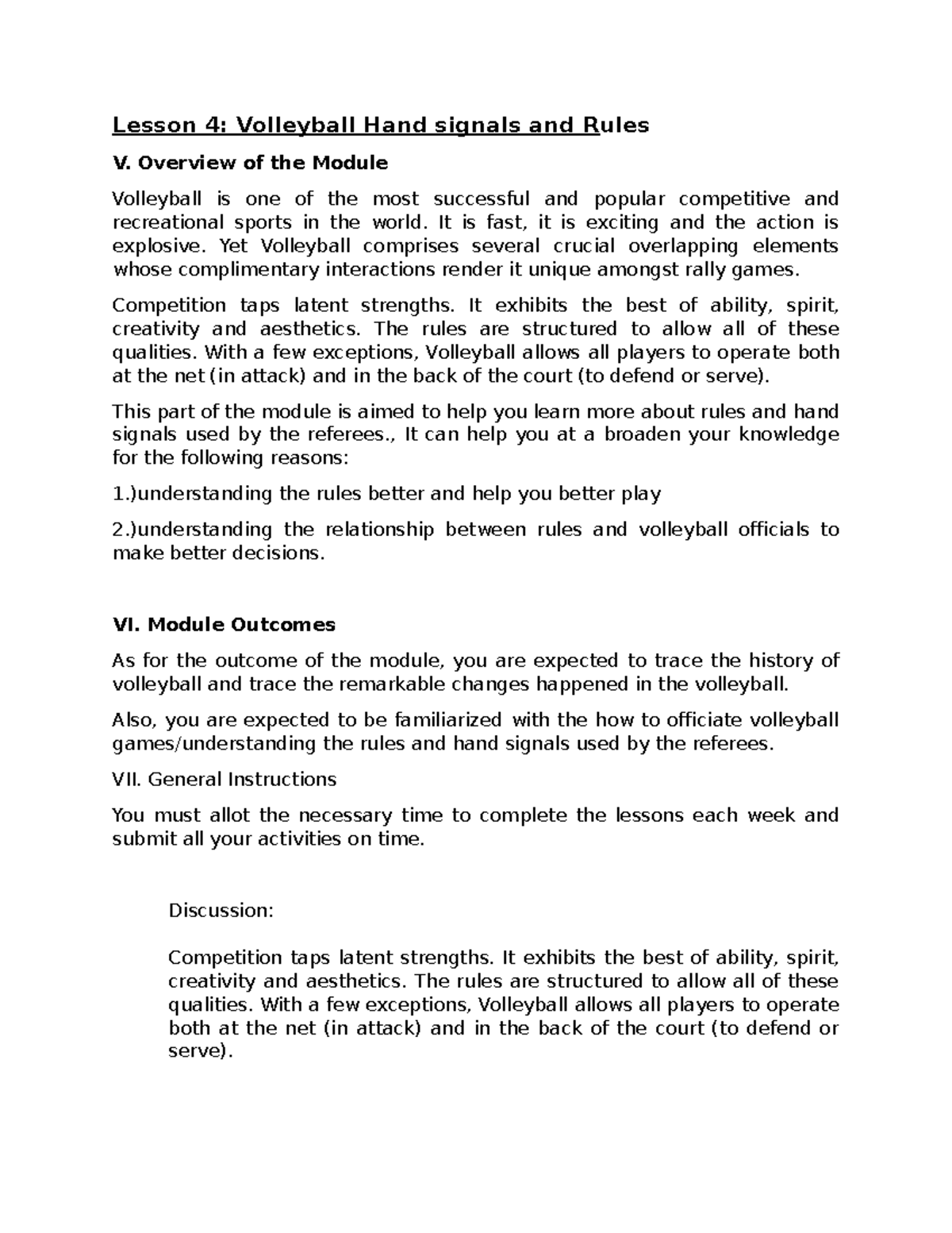 Lesson 4Volleyball Handsignalsand Rules Lesson 4 Volleyball Hand