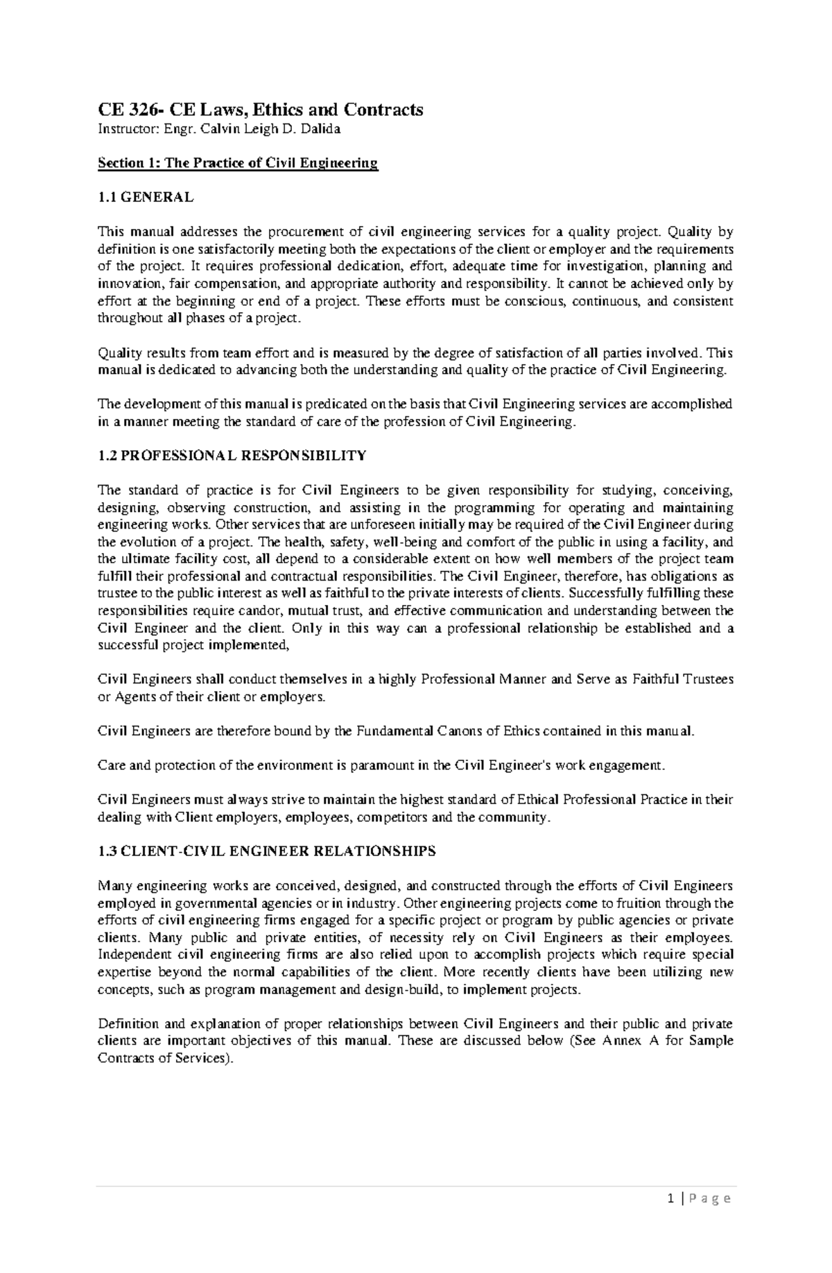 CE 326 Part 2 law CE 326 CE Laws, Ethics and Contracts Instructor