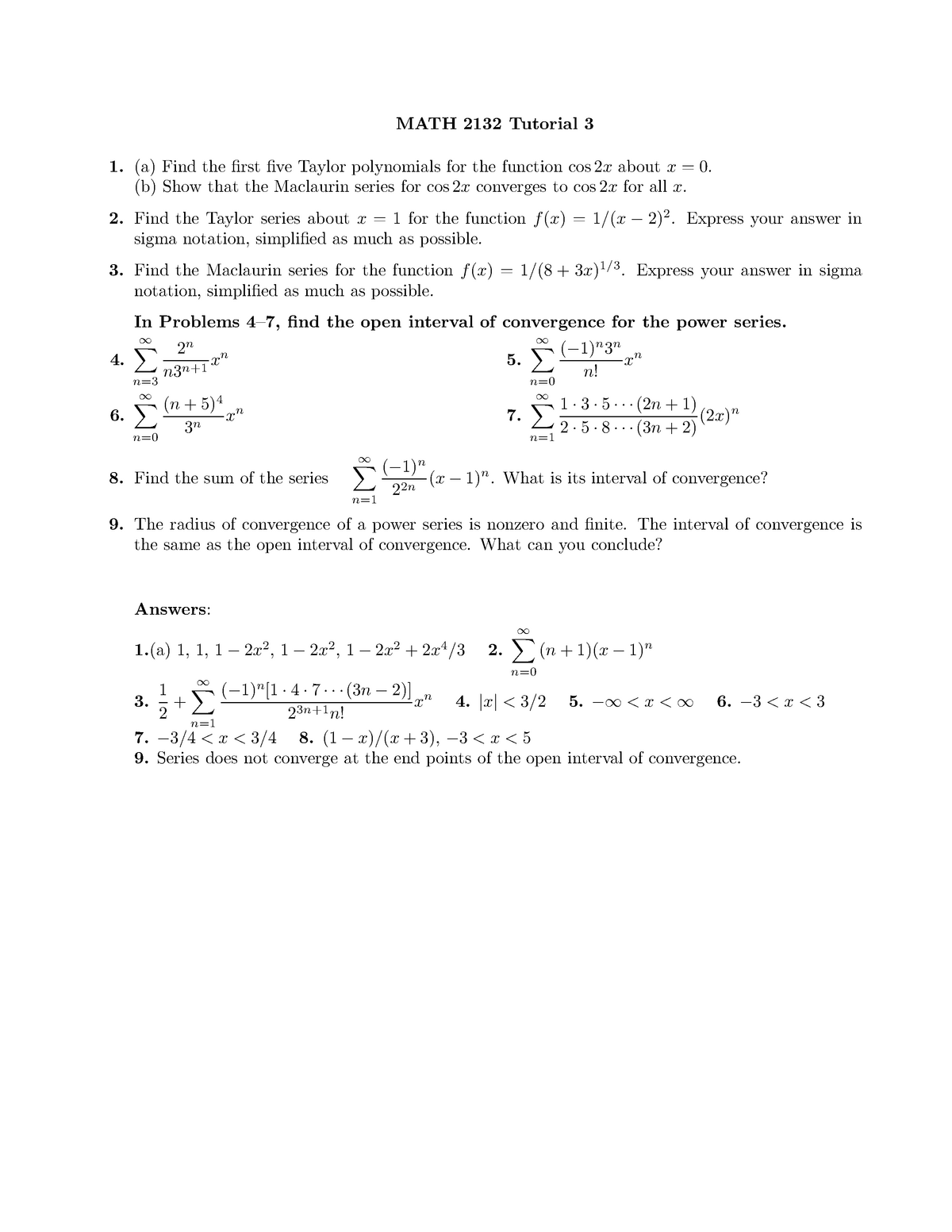 Engineering Mathematical Analysis 2 - Tutorial work - Tutorial3 - MATH