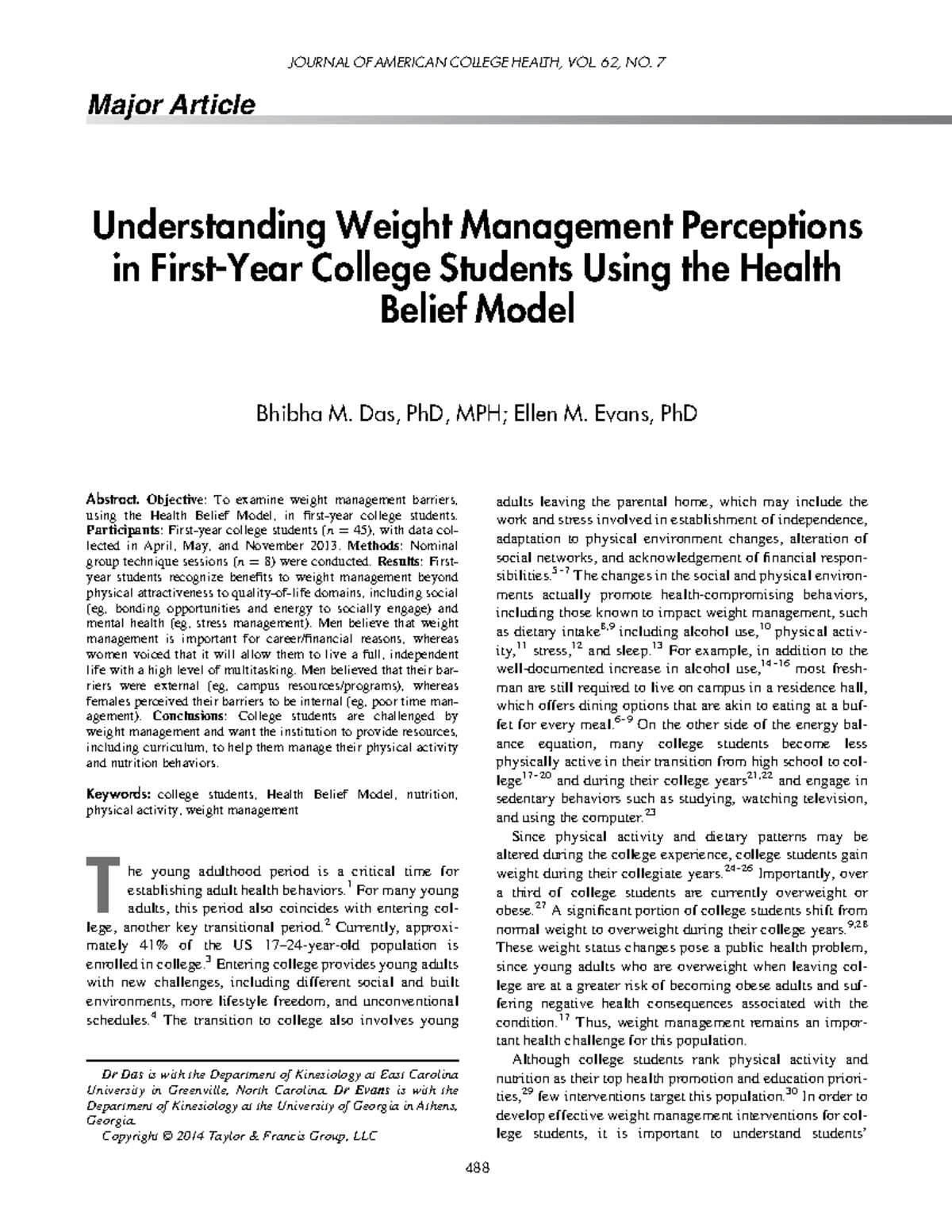 research papers on weight management