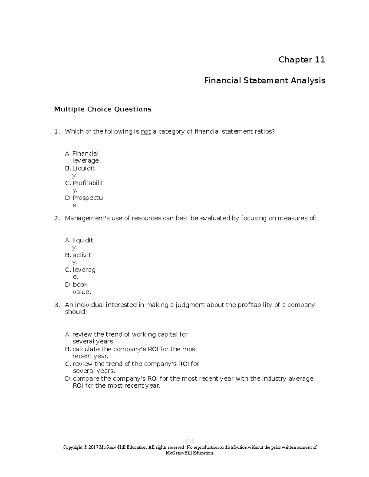 TBChap 011 - Questions And Answer - Chapter 11 Financial Statement ...