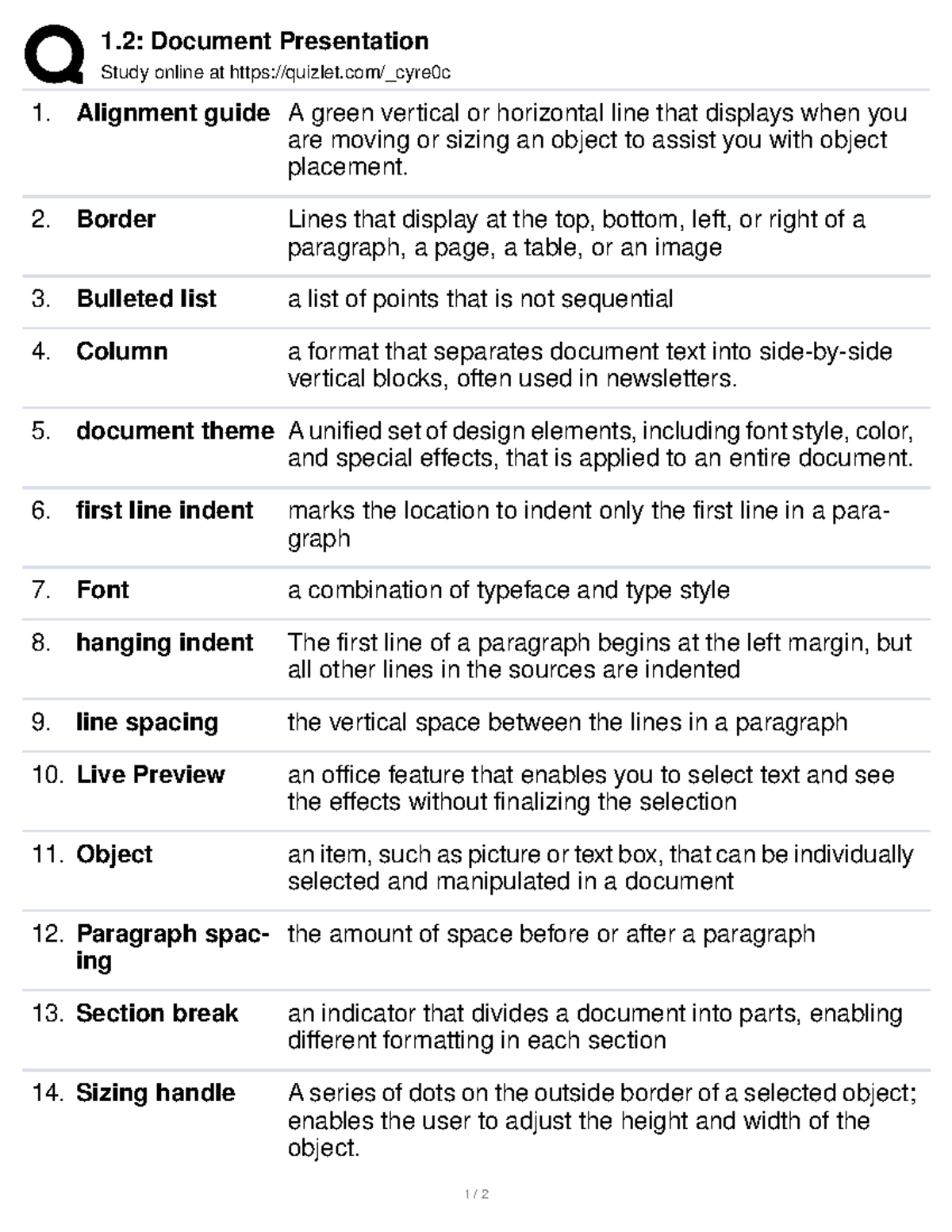 1.2 Document Presentation 1 Document Presentation Study online at