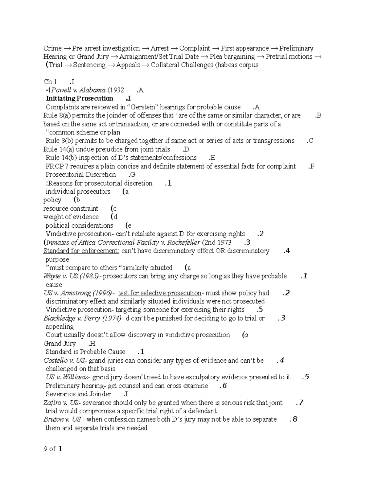 Advanced Criminal Procedure, Sands, Johnson Spring '20 - Crime → Pre ...