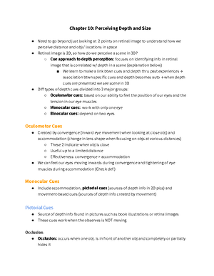 PSL 315 S&P CH2 Notes - Summary Sensation and Perception - INTRO ...