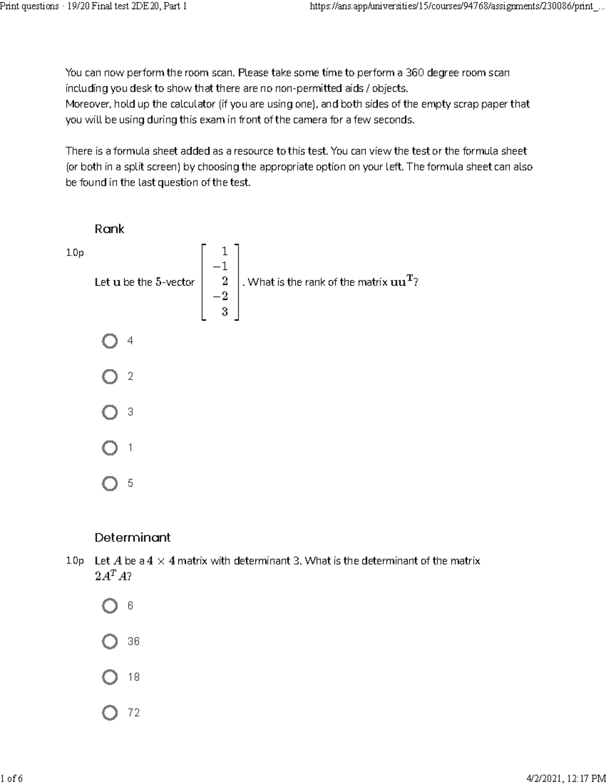 Final test 2DE20, Part 1 - You can now perform the room scan. Please ...