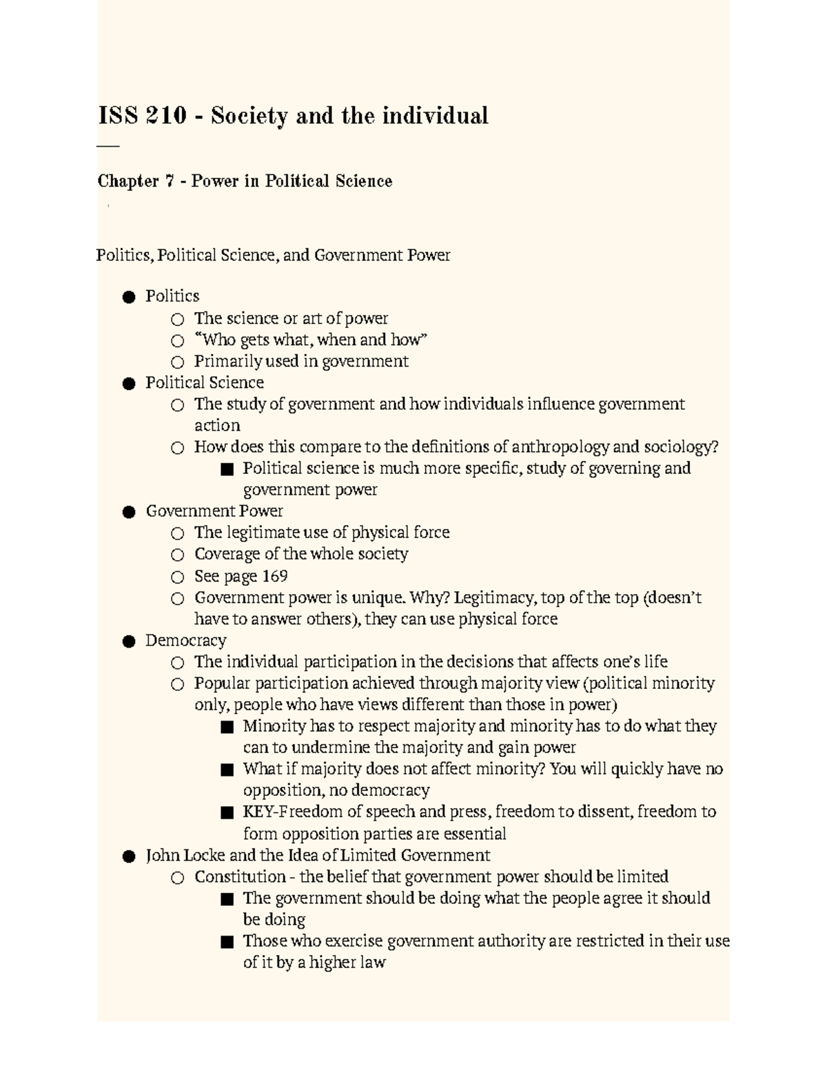 Chapter 7 - Lecture Notes 7 - ISS 210 - Society And The Individual ...