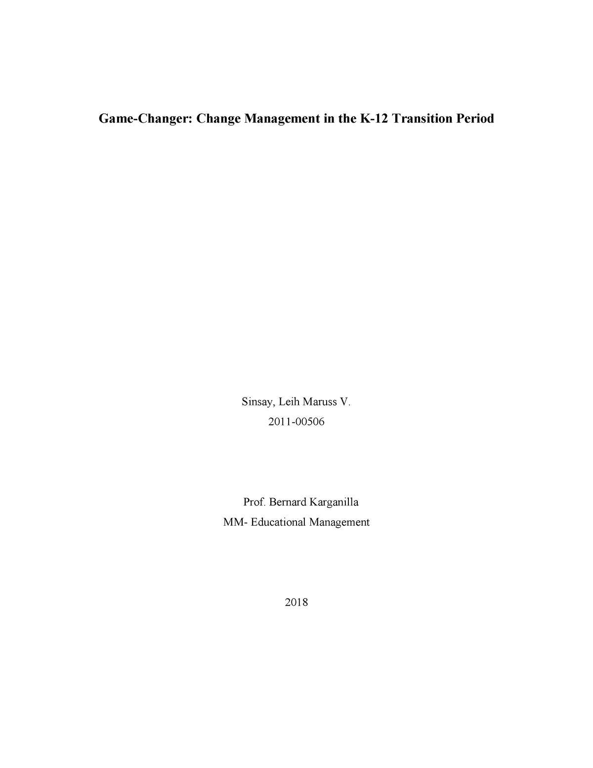 change management term paper