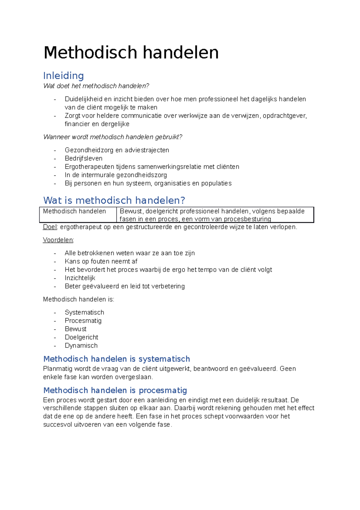 Methodisch Handelen (beroepsontwikkeling) - Methodisch Handelen ...