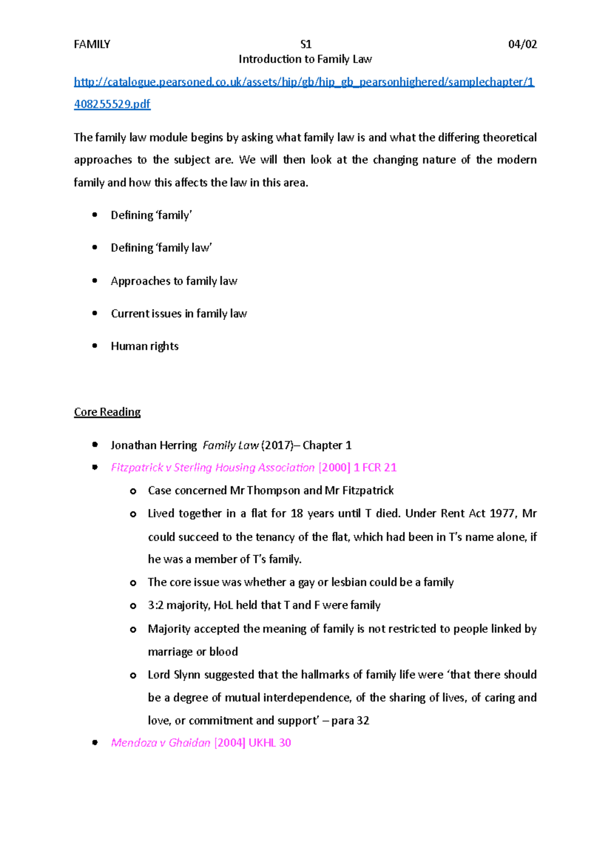 Family S1 Intro AND Definition - Introduction to Family Law - Studocu