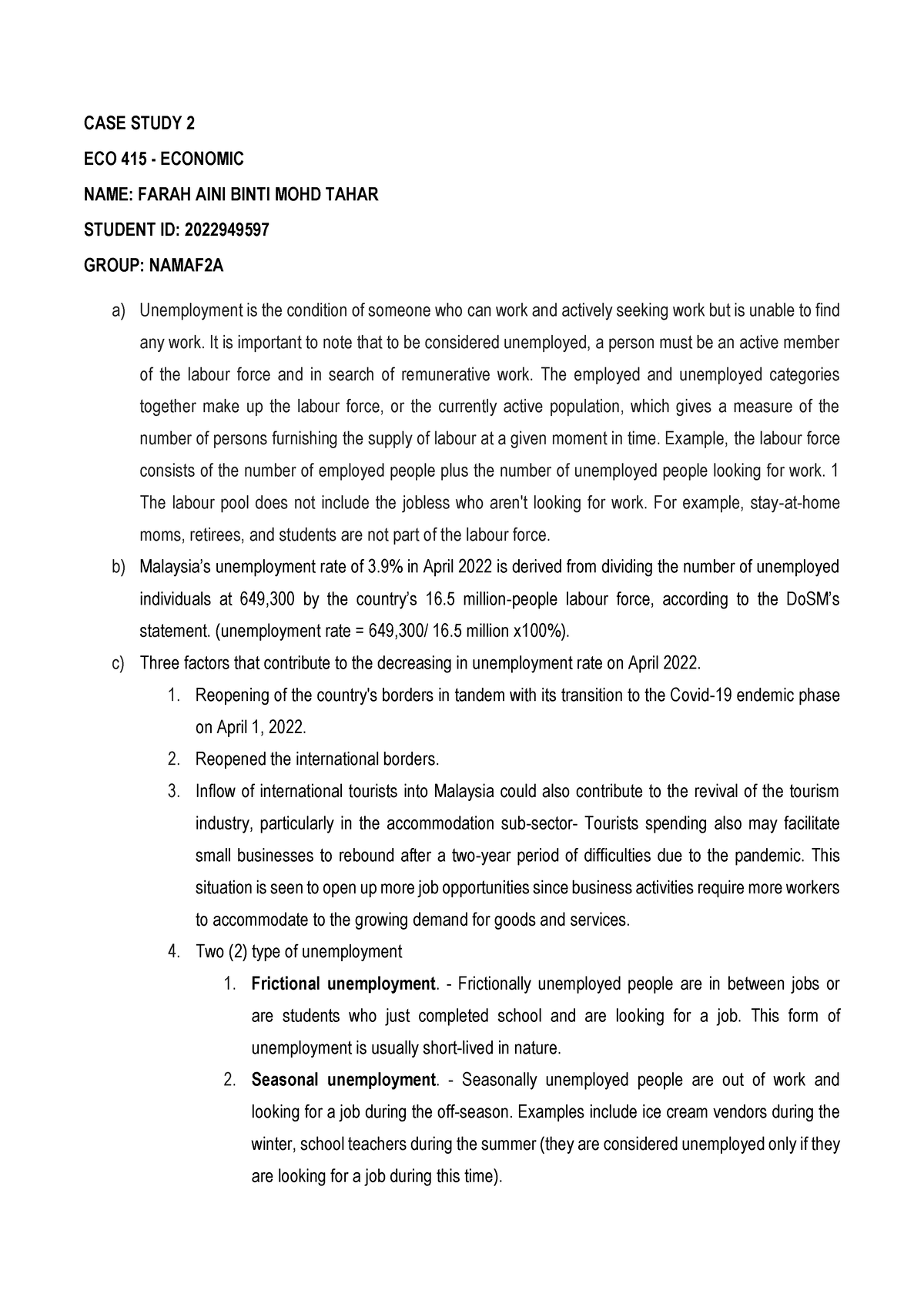 case study 2 eco415