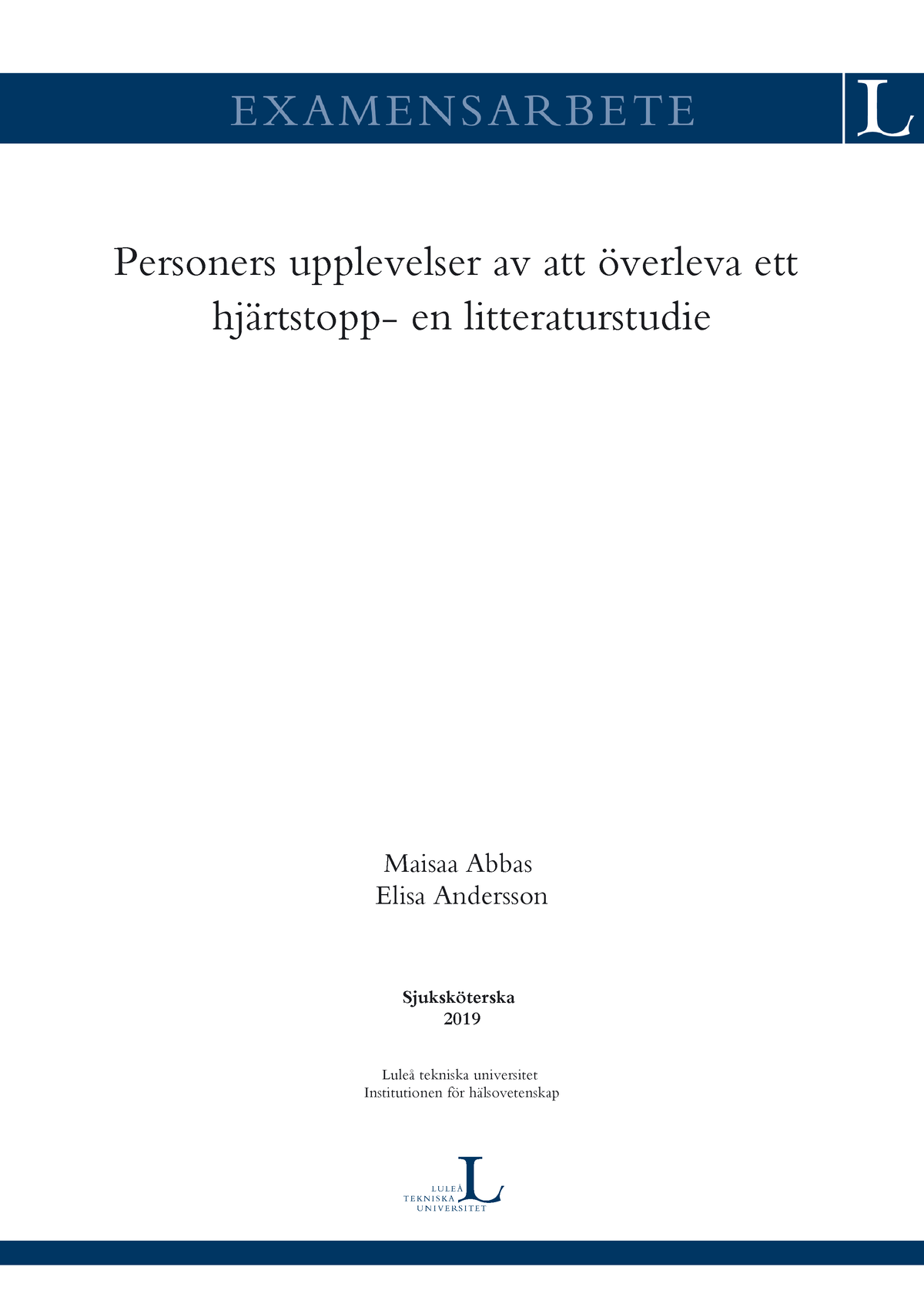 Fulltext 01 - Ekon - Personers Upplevelser Av Att överleva Ett ...