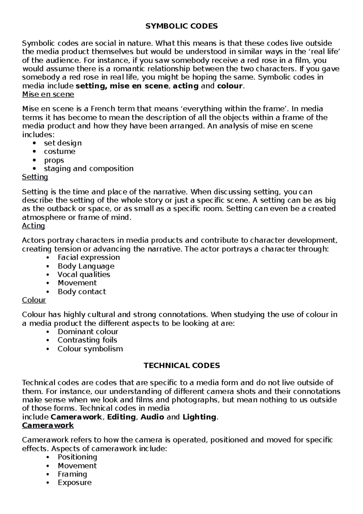 Codes and conventions in media - SYMBOLIC CODES Symbolic codes are ...
