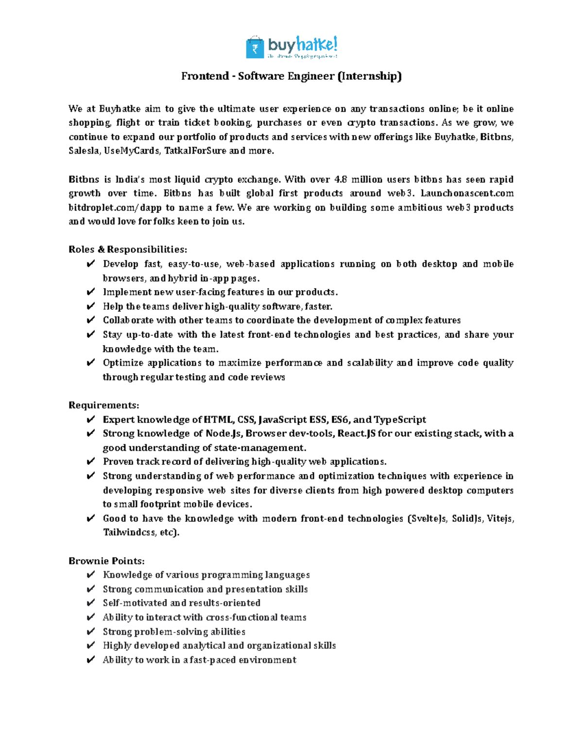 Frontend - Software Engineer (Internship) - As we grow, we continue to ...