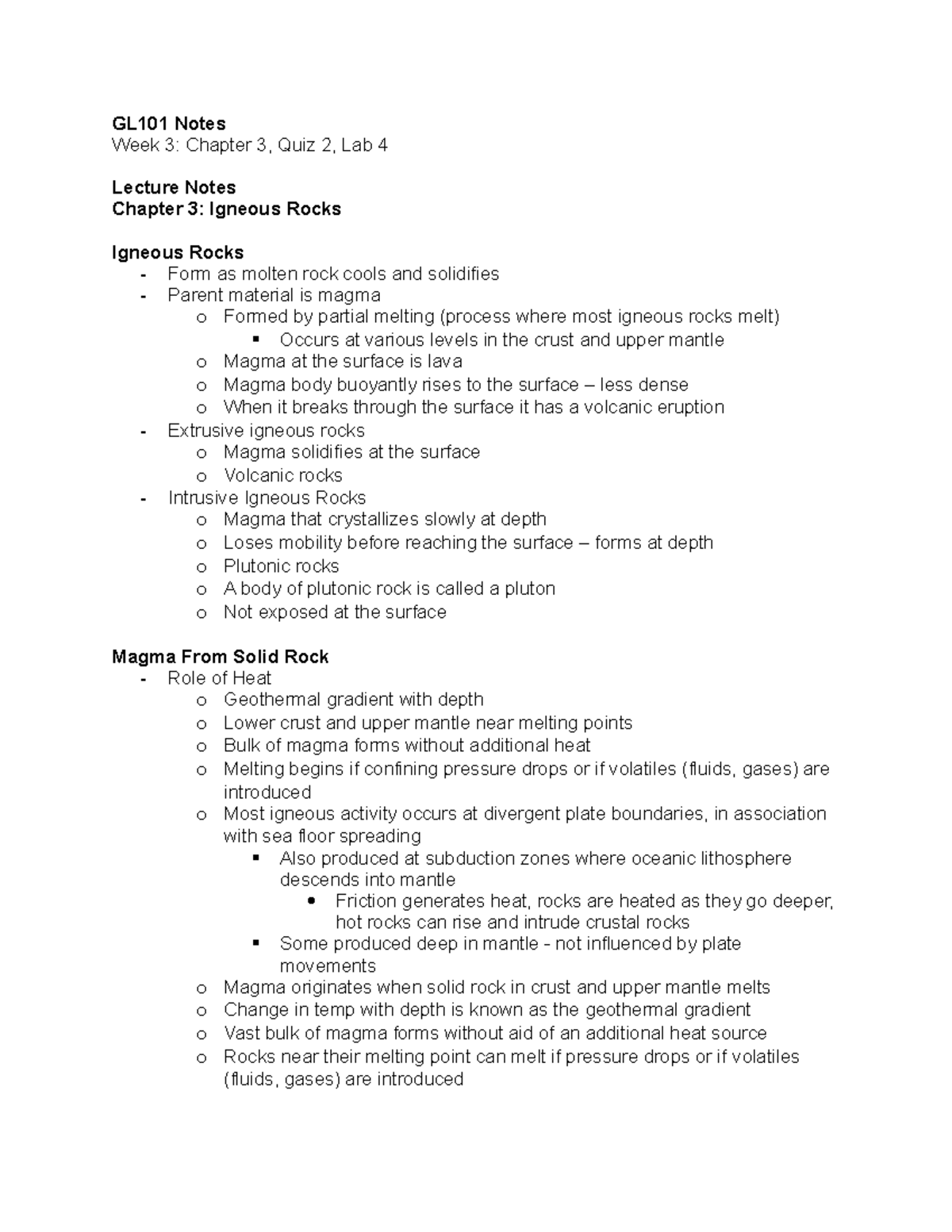 GL101 Notes - Week 3 & Week 4 - GL101 Notes Week 3: Chapter 3, Quiz 2 ...