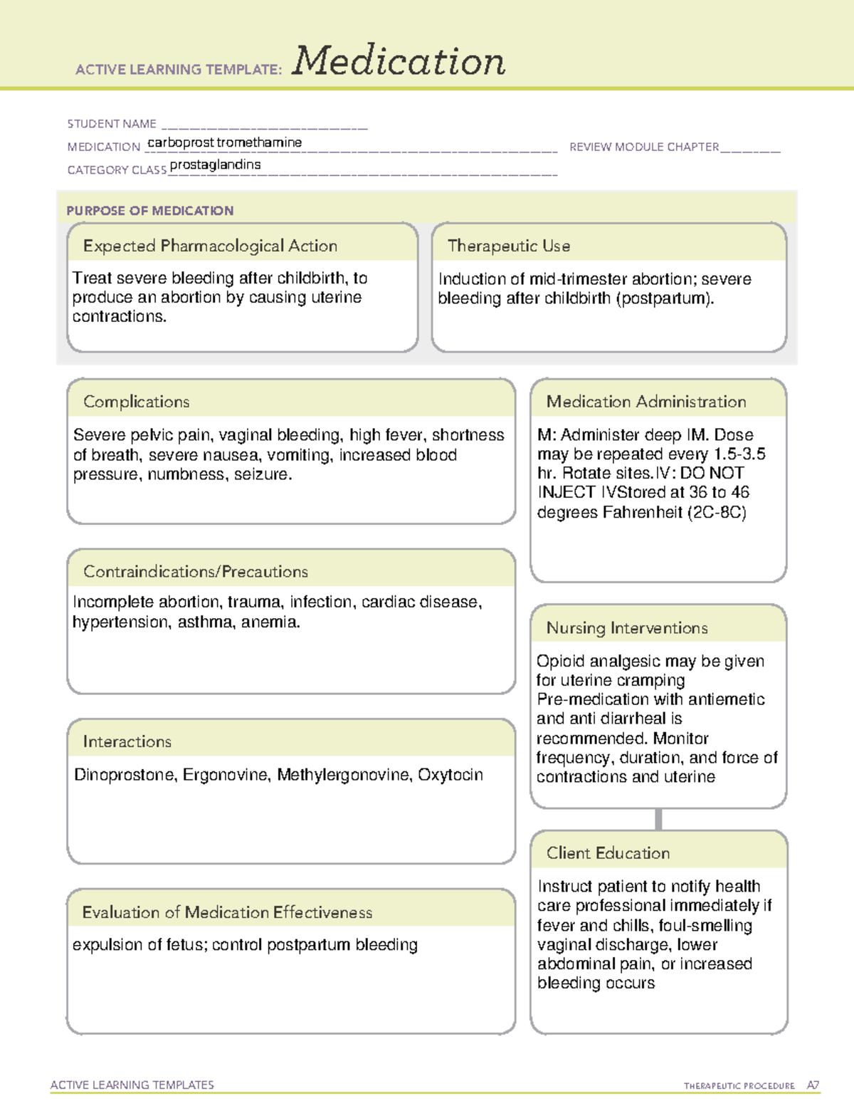 Carboprost tromethamine - ACTIVE LEARNING TEMPLATES THERAPEUTIC ...