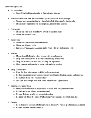 BIO 214 Notes Unit 1 - BIO 214 Notes: Unit 1 Chapter 1: The Microbial ...