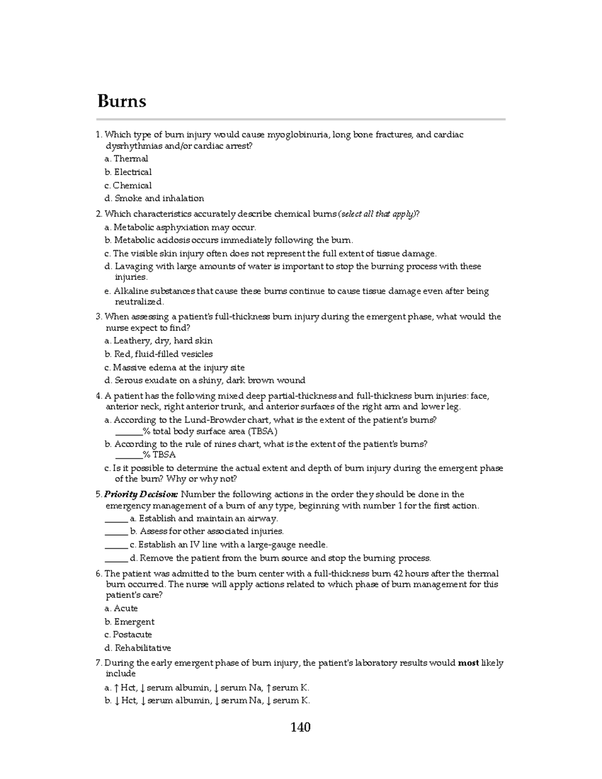AHT Mod 3 SG - practice questions - Burns Which type of burn injury ...