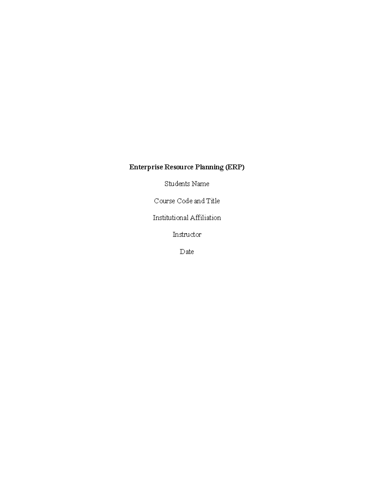 Literature coursework - Enterprise Resource Planning (ERP) Students ...