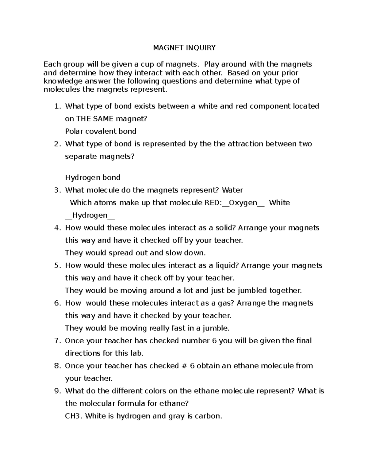 Water Inquiry Biology INQUIRY Each group will be