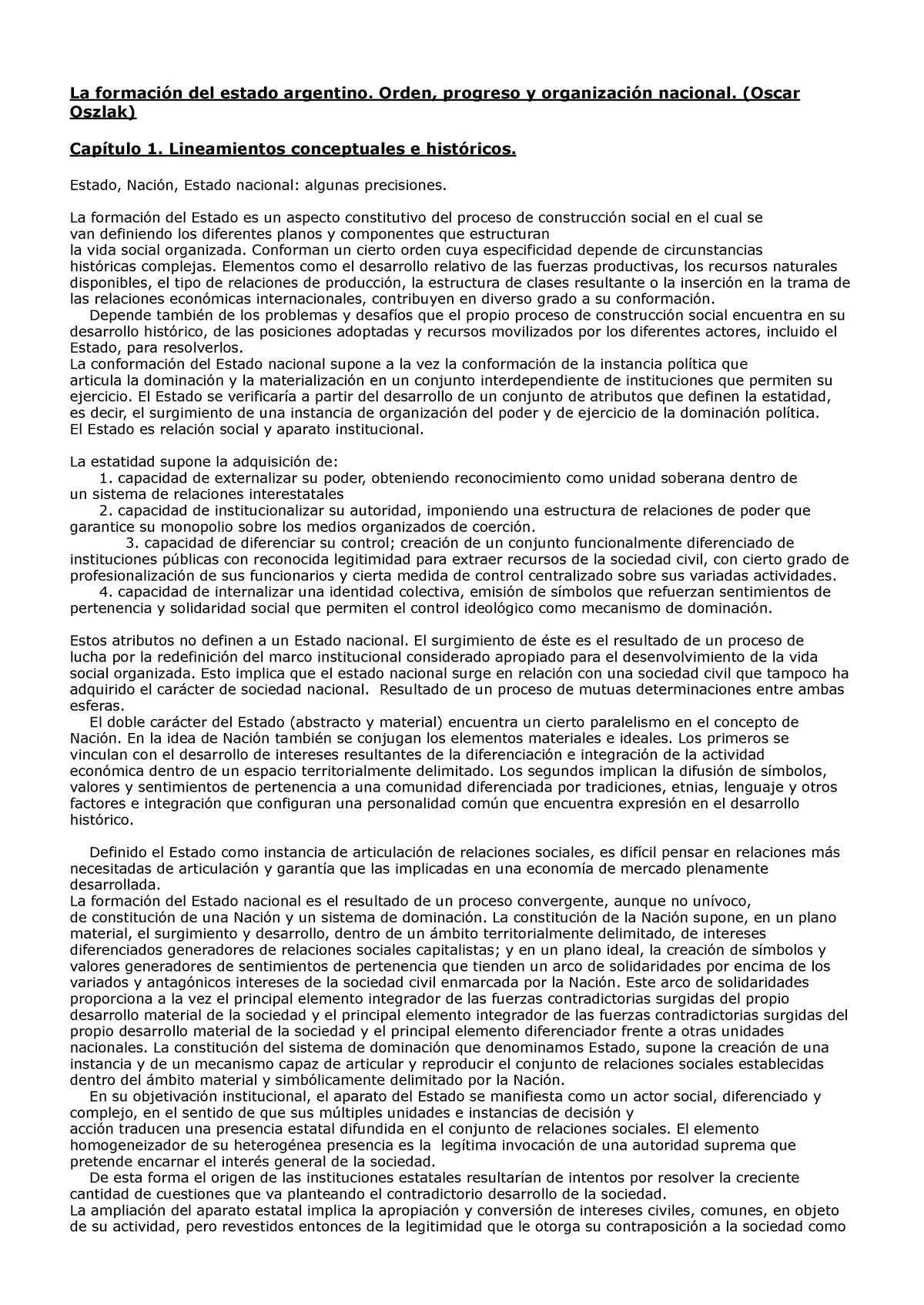 La Formación Del Estado Argentino. Orden, Progreso Y Organización ...