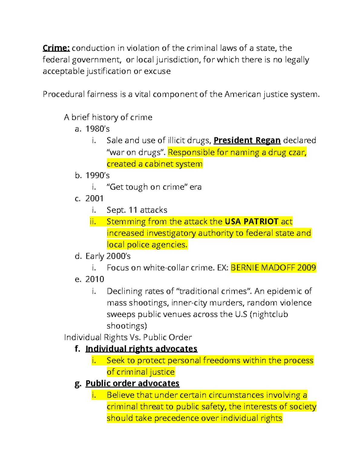 Notes for survey to criminal justice - Crime: conduction in violation ...