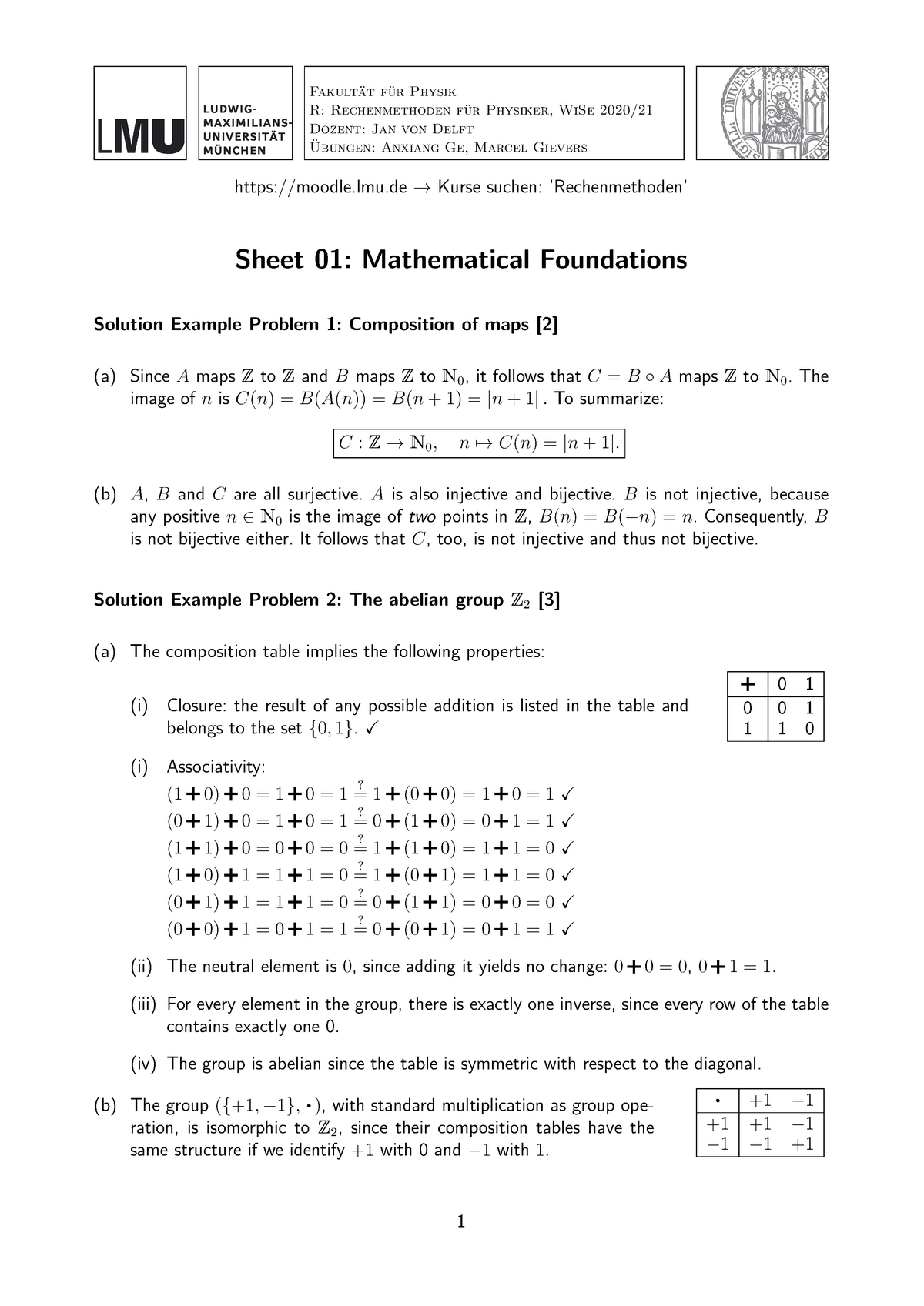 E01Mathematical Foundations-Example Sol - Fakult ̈at F ̈ur Physik R ...