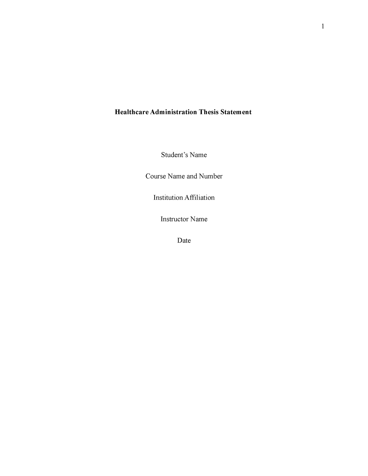 healthcare administration thesis