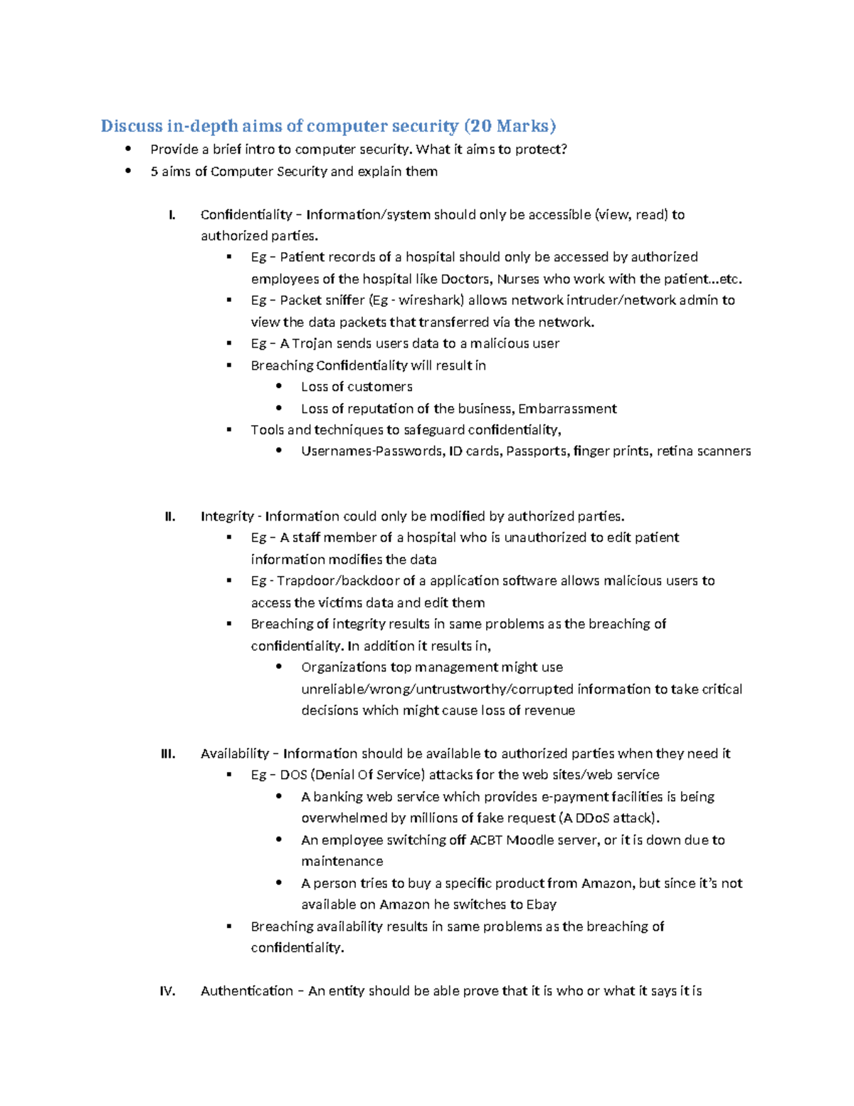 02 Aims of Com Sec - good work - Discuss in-depth aims of computer ...
