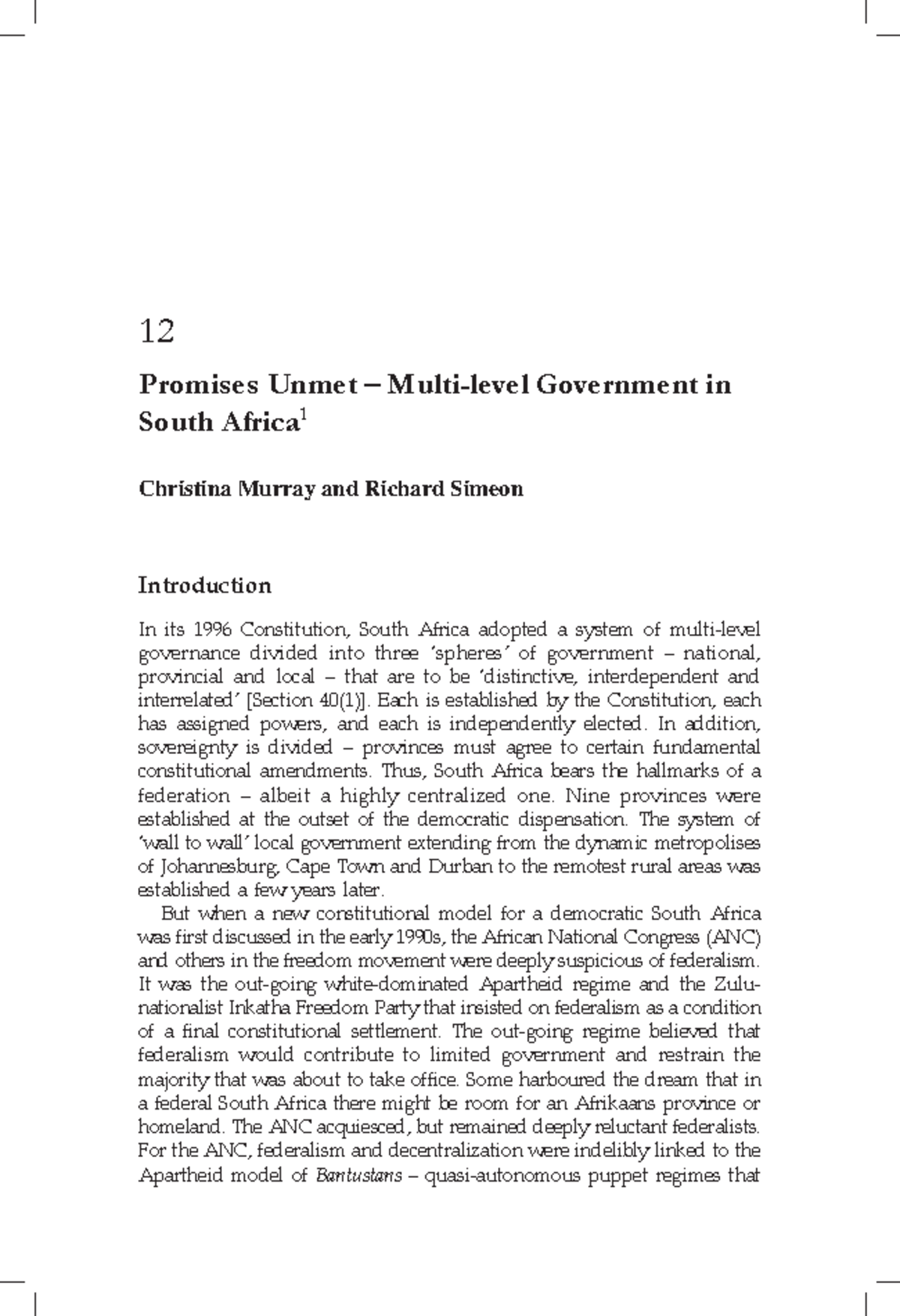 Murray & Simeon Promises unmet multilevel government in SA - 232 ...