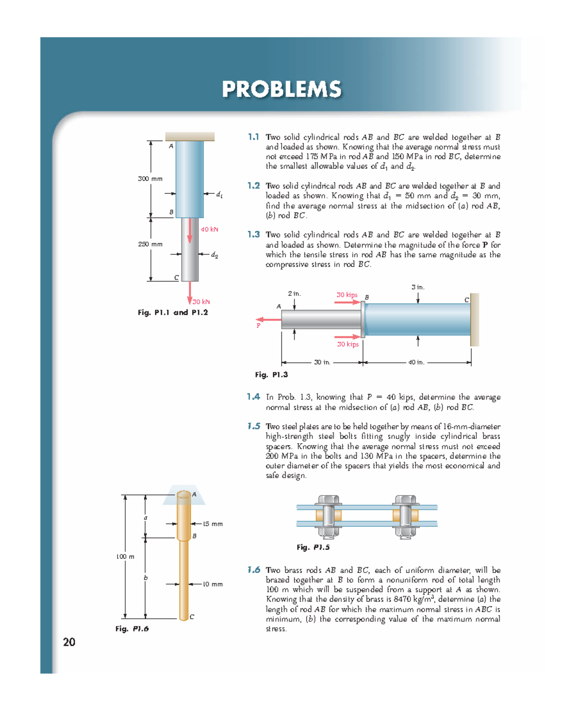 1 Stress Problems - PROBLEMS 20 1 Two Solid Cylindrical Rods AB And BC ...