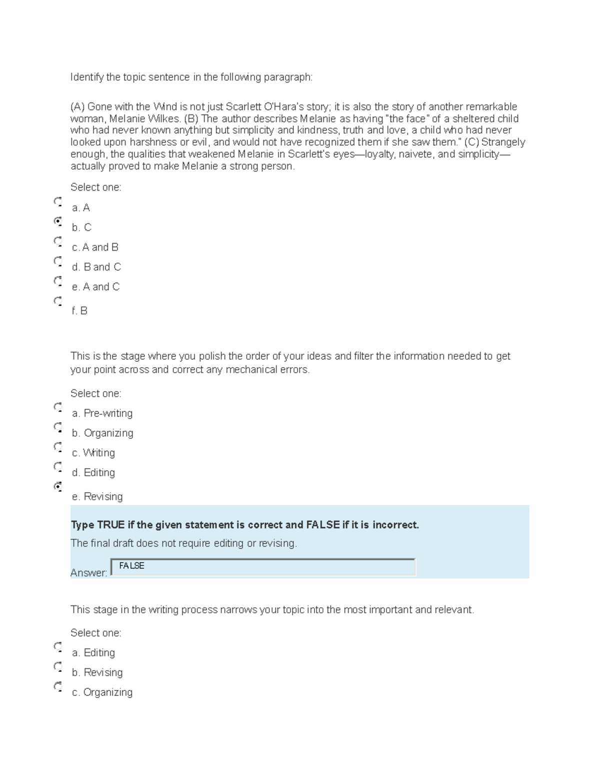 375052676 ENGL 112 WEEK 1 20 - Identify the topic sentence in the ...