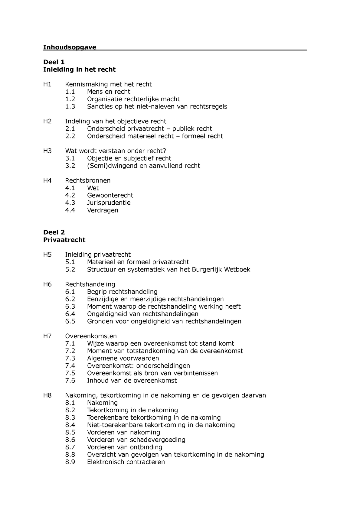 Samenvatting Basisboek Recht Hoofdstuk 1 T/m 19 - Inhoudsopgave Deel 1 ...