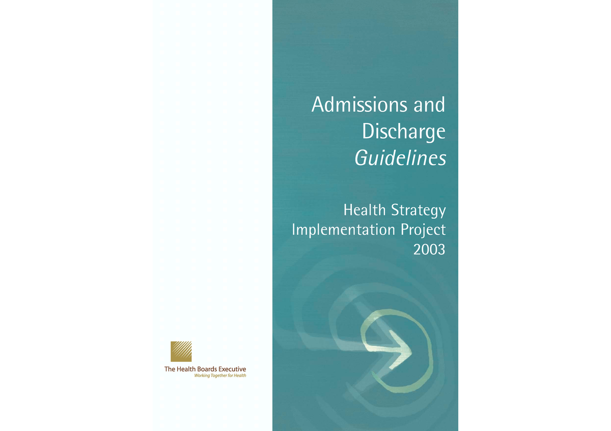 Admission And Discharge Guidelines 2003 - Admissions And Discharge ...