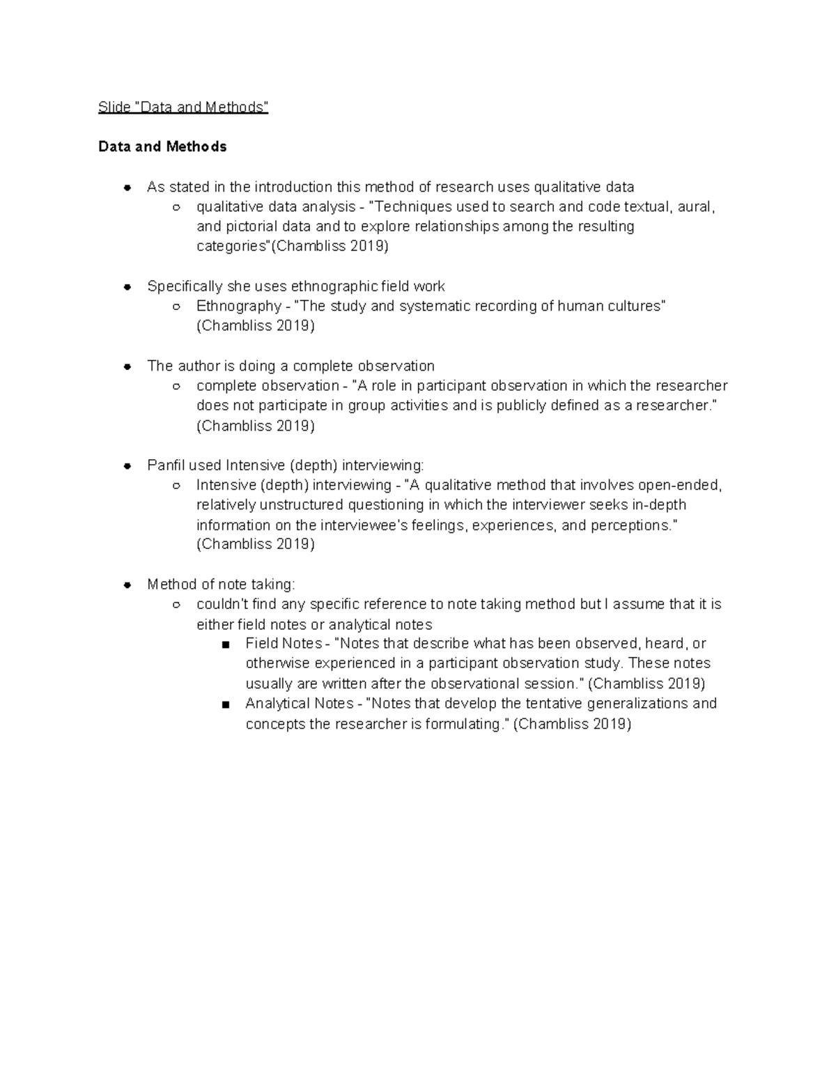 Slides Outline - Lecture notes 5 - Slide “Data and Methods” Data and ...