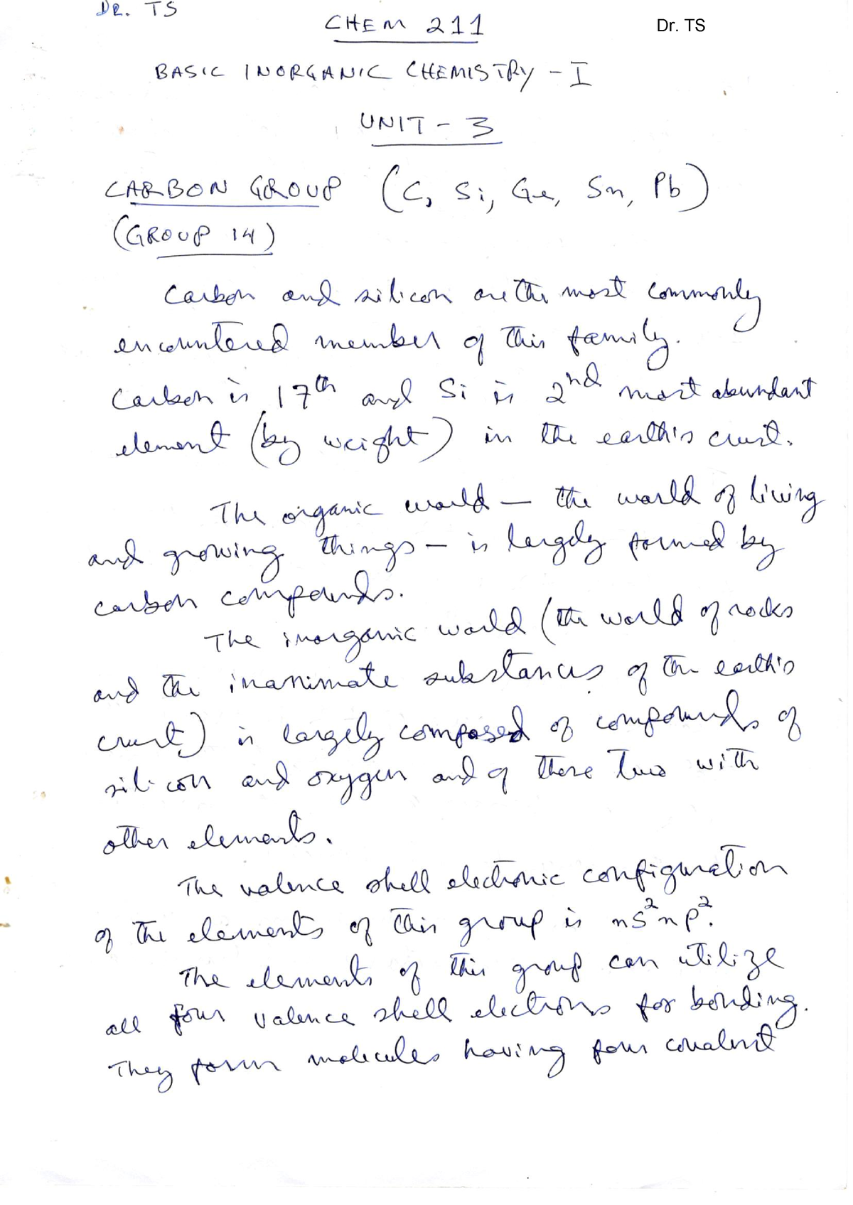 CHEM 211 UNIT 3 Notes - Structural Geology - Dr. TS - Studocu