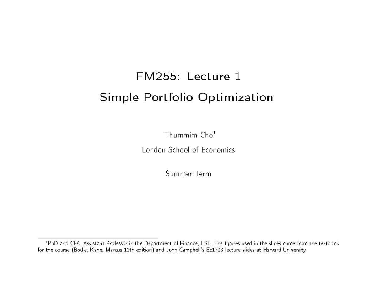 FM255 - Lecture 1 - t r ♠♣ P♦rt ♦ ♦ ♣t ♠ ③ t ♦♥ ♠♠ ♠ ♦∗ ♦♥ ♦♥ ♦♦ ♦ ...