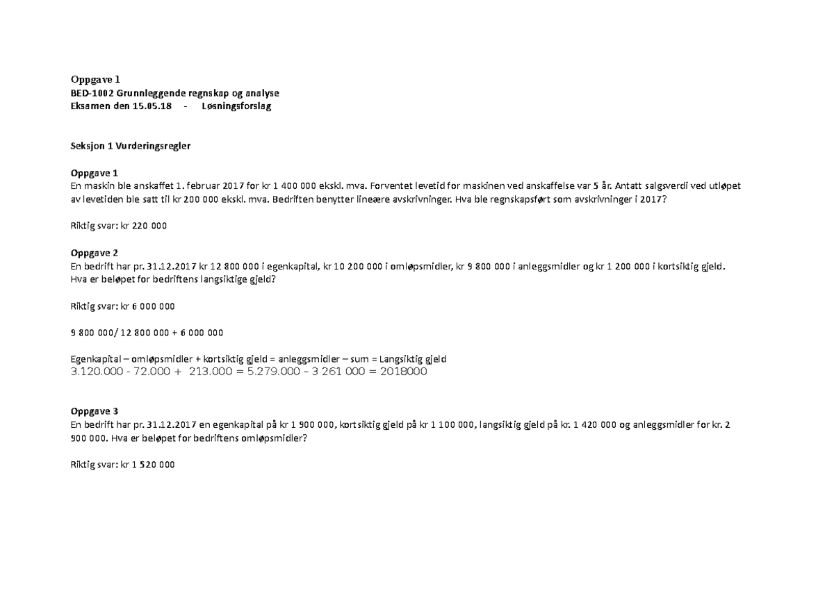 Masterdokument Regnskap Og Analyse - BED-1002 Grunnleggende Regnskap Og ...