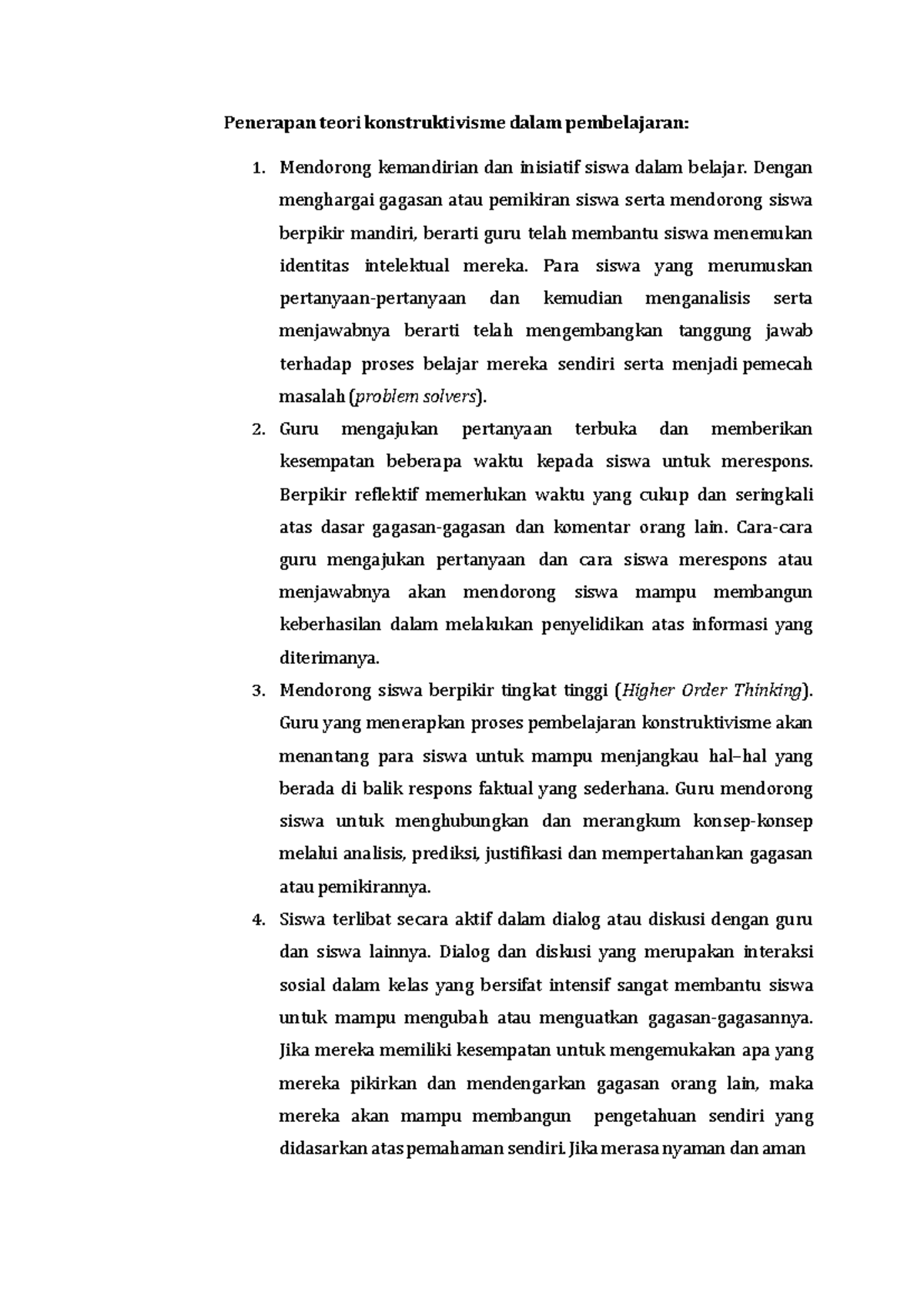 Penerapan Teori Konstruktivisme Di Sekolah Penerapan Teori Konstruktivisme Dalam Pembelajaran