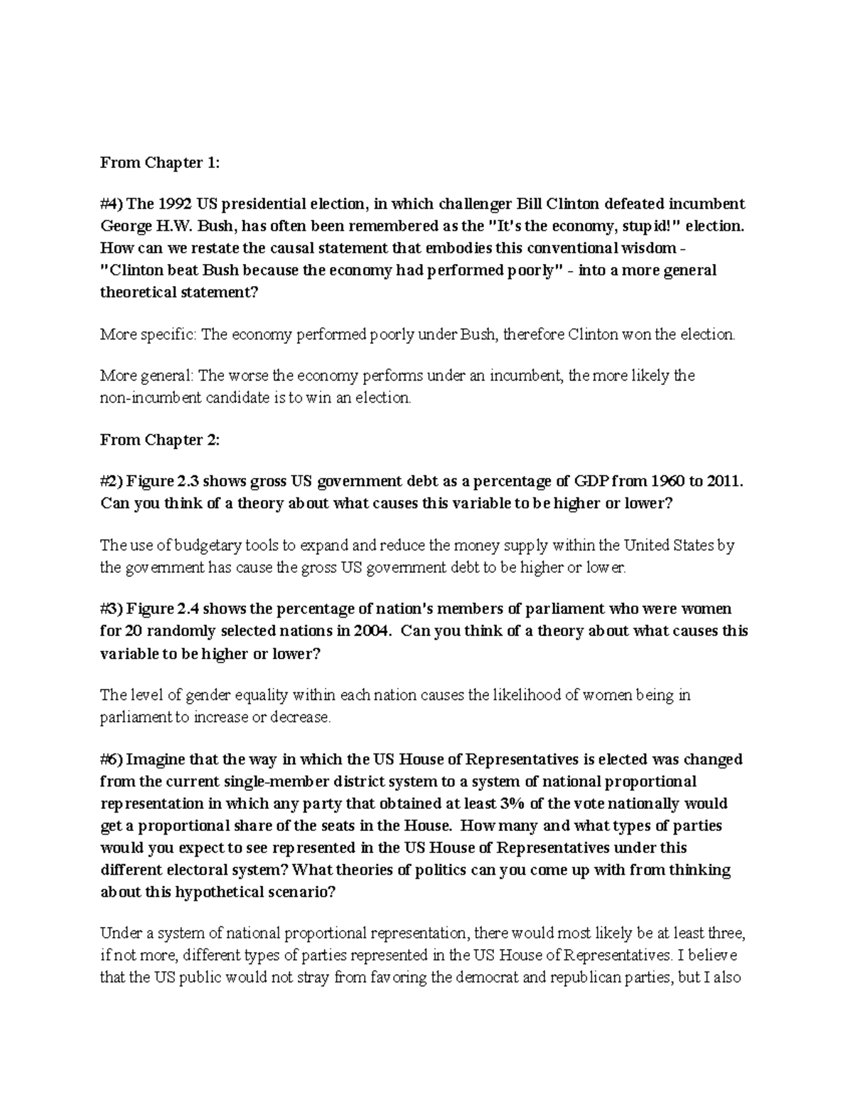 Problem Set 1 research methods in political science From Chapter 1