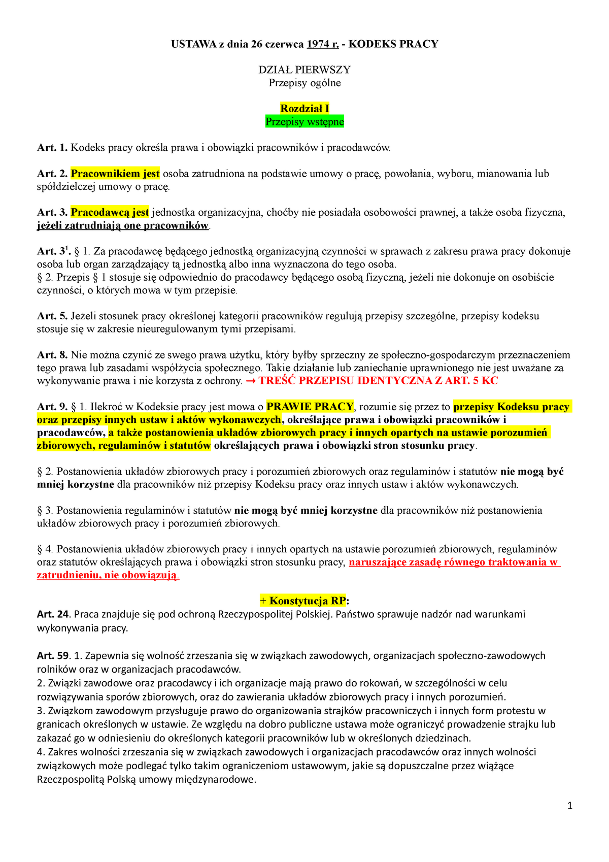 Art 3 Pkt 1 Ustawy Z Dnia 28 Listopada 2003 Kodeks pracy -OPRACOWANY - USTAWA z dnia 26 czerwca 1974 r. KODEKS
