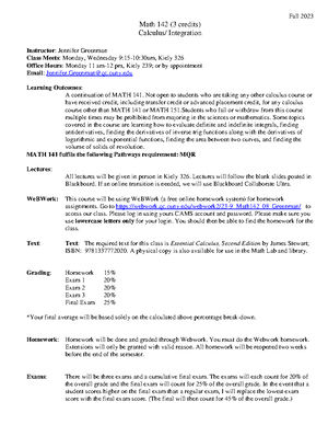 Exam 2 Review - 142 - Math 1 42 , Fall ‘ Exam 2 Review (Sections: 4.3-4 ...
