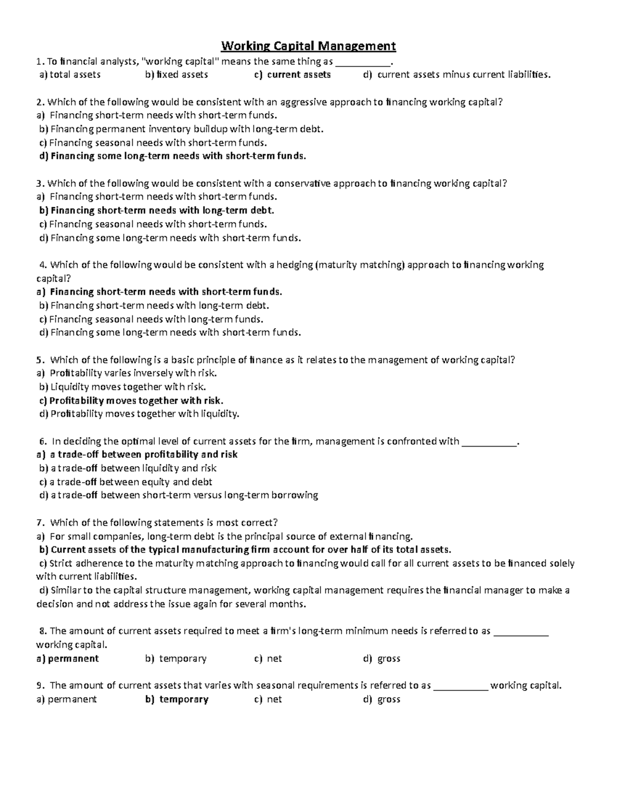 Fm objectives - Working Capital Management To financial analysts ...