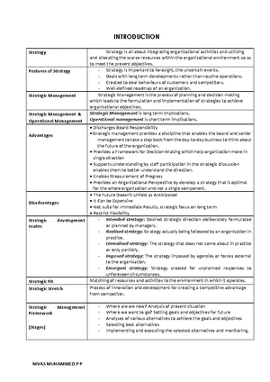 Chapter 1 ASM - Unit 1 An Introduction to Strategic Management Strategy ...