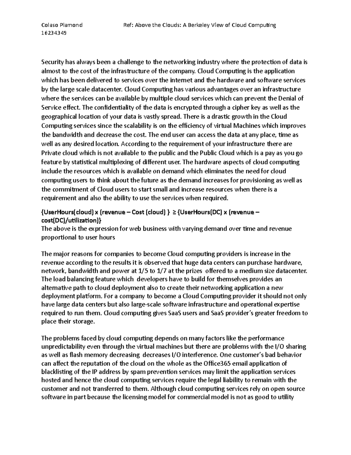 CS5525-HW#1 Cloud Computing abstract (16234349) - Colaso Plamond ...