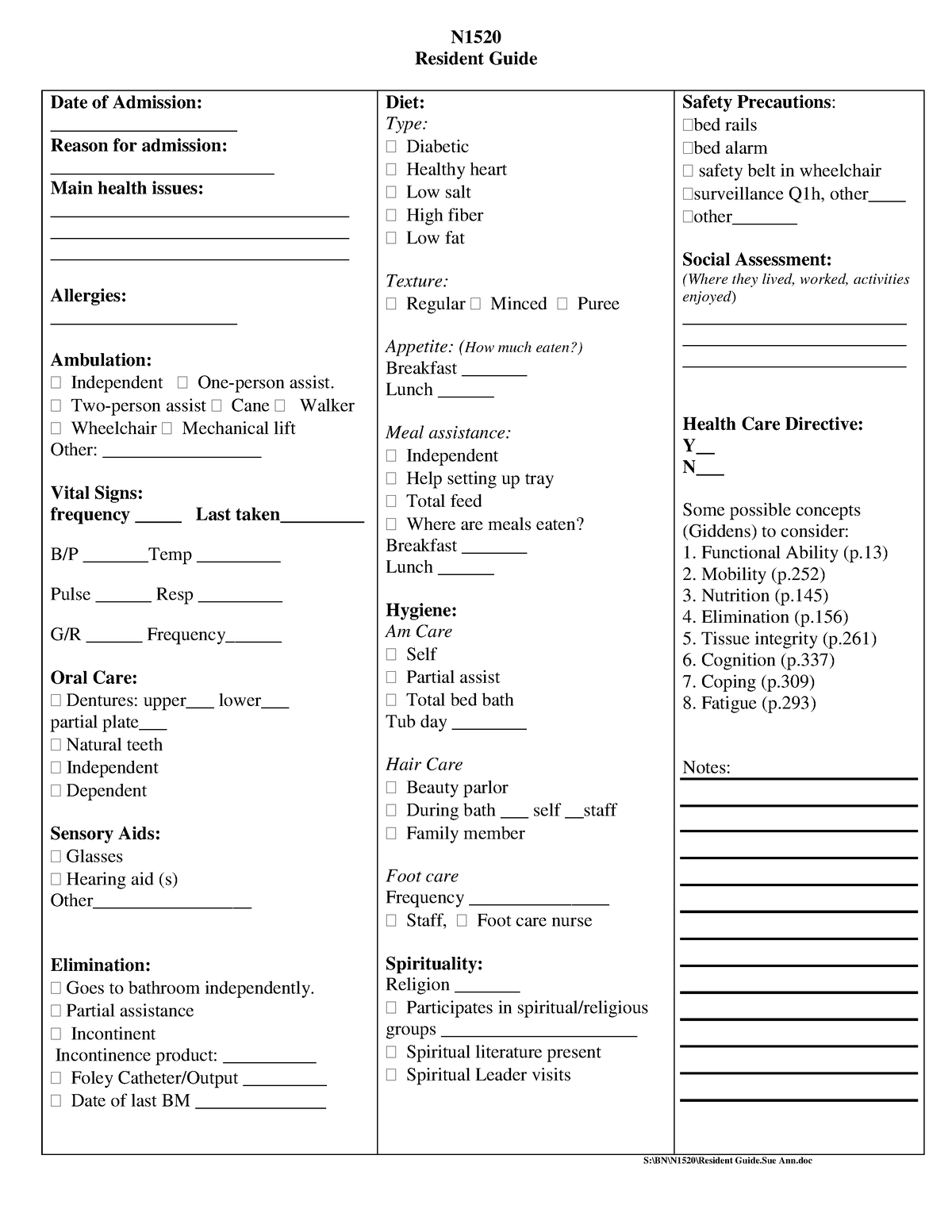 Resident Guide 2021 - sheettt - N Resident Guide Date of Admission ...