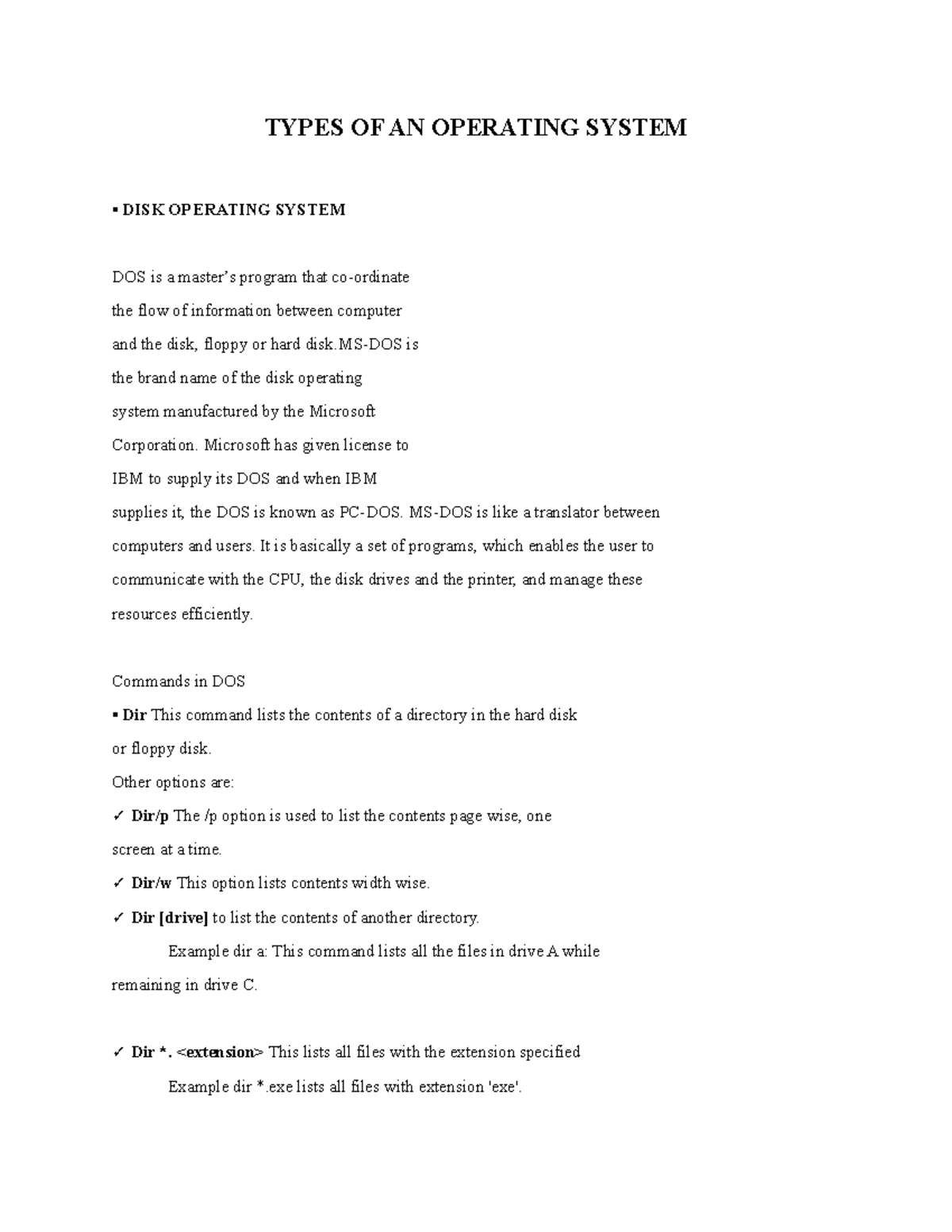 Types OF AN Operating System - TYPES OF AN OPERATING SYSTEM DISK ...